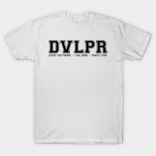 DVLPR: Good Software - like wine - takes time T-Shirt